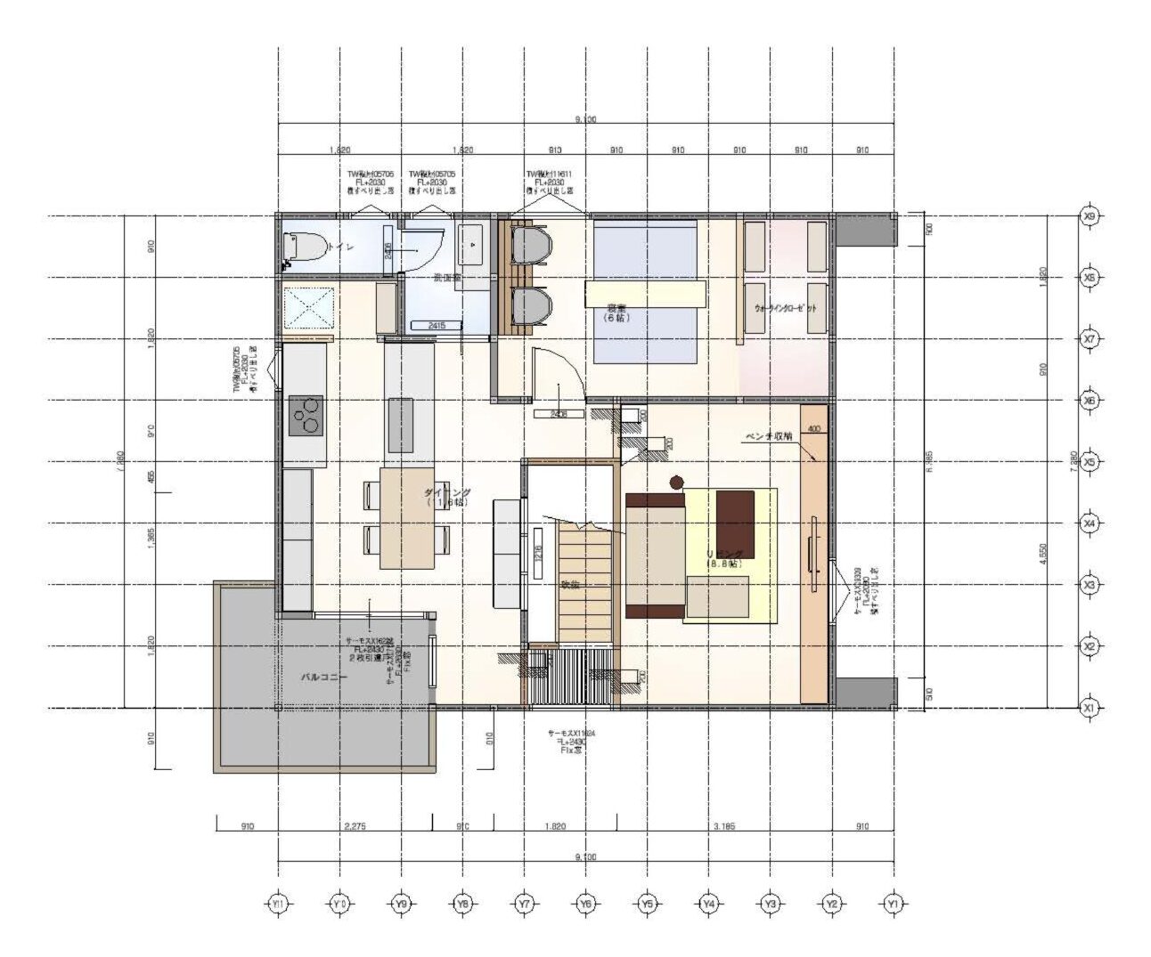 事務所兼用住宅ガレージ間取り図